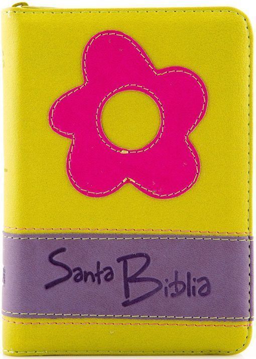 Biblia troquelada verde - morado con cierre Reina Valera 1960