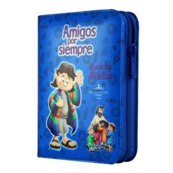 Alternative view of Biblia para niños amigos por siempre Reina Valera 1960, Acolchada, Cierre, Azul