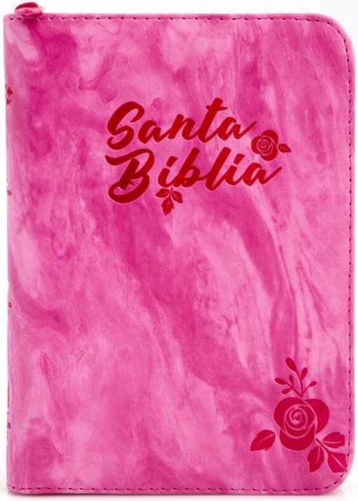 Biblia manual rosada con cierre e índice Reina Valera 1960