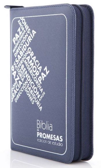 Biblia de promesas edición de estudio con cierre azul Reina Valera 1960