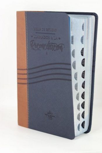 Alternative view of Biblia de estudio llamados a la reconciliación mostaza azul Reina Valera 1960