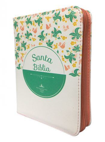 Alternative view of Biblia de promesas blanca con flores y cierre Reina Valera 1960