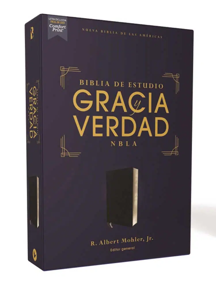 Biblia de estudio Gracia y Verdad en piel fabricada negra con interior a dos colores NBLA 9780829770032 Biblia de estudio Gracia y Verdad en piel fabricada negra con interior a dos colores NBLA