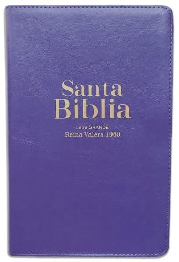 Biblia tamaño manual letra grande morada Reina Valera 1960