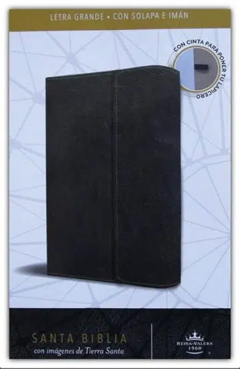 Biblia manual letra grande con solapa e iman negra Reina Valera 1960