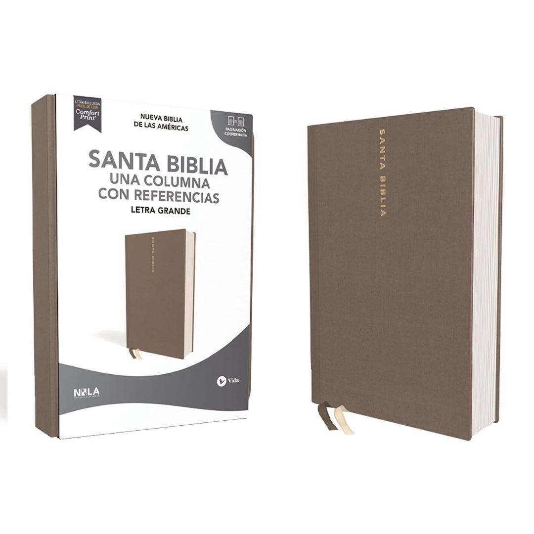Biblia una columna con referencias, letra grande, tapa dura, tela, gris, NBLA 9780829770162 Biblia una columna con referencias, letra grande, tapa dura, tela, gris, NBLA