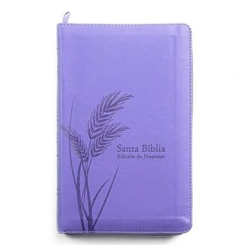 Biblia de Promesas Reina Valera 1960, Tamaño Manual, Letra Grande, Piel Especial, Cierre, Lavanda