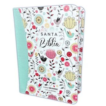 Biblia Reina Valera 1960, Tamaño Bolsillo, Letra Grande, Símil Piel, Primaveral, Turquesa