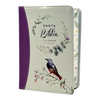 Biblia Reina Valera 1960, Tamaño bolsillo, Letra Grande, Imitacion piel, Floral Lila