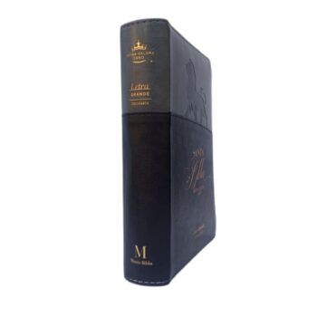 Alternative view of Biblia Reina Valera 1960, Letra Grande, Símil Piel, Cierre, León, Gris, Negro