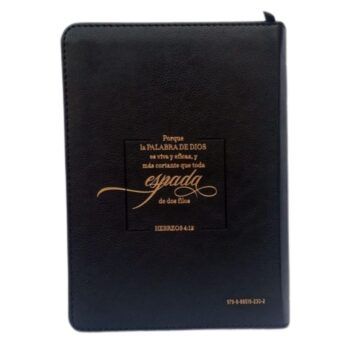 Alternative view of Biblia Reina Valera 1960, Tamaño Manual, Letra grande, Símil Piel, índice, Cierre, Espada, Negro, Gris