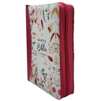 Biblia Reina Valera 1960, Tamaño Manual, Letra Grande, Símil Piel, Cierre, Primaveral, Fucsia