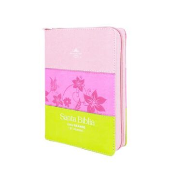 Alternative view of Biblia Reina Valera 1960, Tamaño Manual, Letra Grande, Símil piel, Cierre, Flores, Tricolor