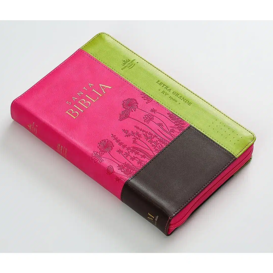 Biblia Reina Valera 1960, Tamaño Manual, Letra Grande, Símil Piel, Índice, Cierre, Flores Fucsia Verde 9798885168892 Biblia Reina Valera 1960, Tamaño Manual, Letra Grande, Símil Piel, Índice, Cierre, Flores Fucsia Verde - Imagen 5