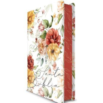 Biblia Reina Valera 1960, Tamaño Manual, Letra Grande, Tapa Dura, Diseño Floral, Blanco Rosado