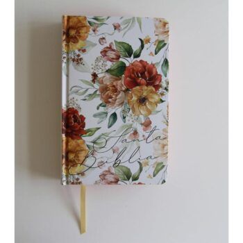Alternative view of Biblia Reina Valera 1960, Tamaño Manual, Letra Grande, Tapa Dura, Diseño Floral, Blanco Rosado