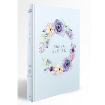 Biblia Nombres De Dios Reina Valera 1960, Tamaño Manual, Letra Grande, Tapa Dura, Flores Azules