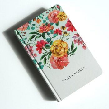 Alternative view of Biblia Reina Valera 1960, Tamaño Manual, Letra Grande, Tapa Dura, Blanco, Flores Rosadas