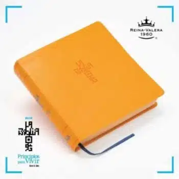 Biblia QR de Estudio, Reina Valera 1960, Formato cuadrado, Símil Piel, Naranja, Canto dorado