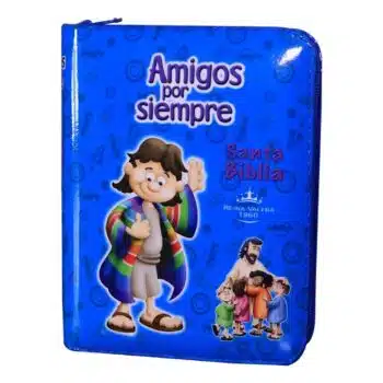 Inicio Biblia Nueva Amigos Por Siempre Reina Valera 1960, AcolchadaCierre, Azul