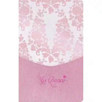 Biblia Mis Quince, Reina Valera 1960, Símil Piel, Rosa Floreado