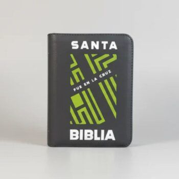 Biblia Reina Valera 1960, Tamaño Bolsillo, Símil Piel, Cierre, Gris, Canto blanco