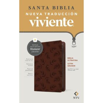 Biblia Ultrafina NTV, Letra Grande con Filament, SentiPiel, Zíper, Palmera, Café