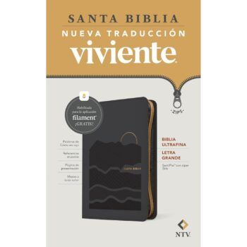 Biblia Ultrafina NTV, Letra Grande con Filament, SentiPiel, Zíper, Gris
