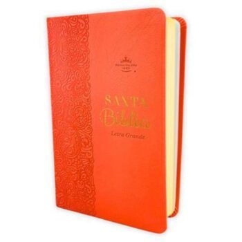 Biblia Reina Valera 1960, Tamaño Manual, Letra Grande, Símil Piel, Coral Delicado, Canto de Color