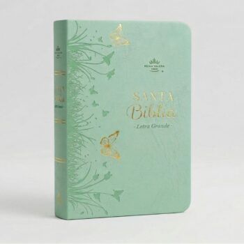 Biblia Reina Valera 1960, Tamaño Manual, Letra Grande, Símil Piel, Turquesa Mariposas, Canto de Color