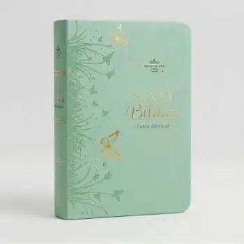 Inicio Biblia Reina Valera 1960, Tamaño Manual, Letra Grande, Símil Piel, Turquesa Mariposas, Canto de Color