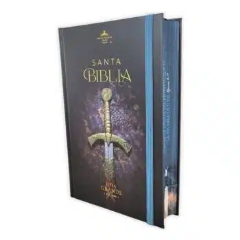 Inicio Biblia Reina Valera 1960, Letra Grande, Tapa Dura con Elastico, Espada, Negro, Canto pintado