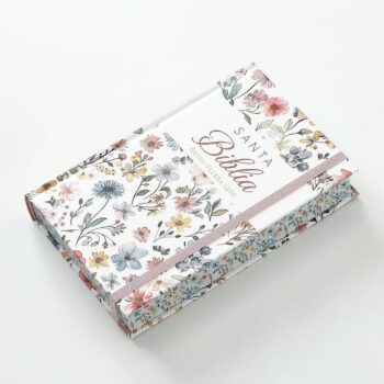 Alternative view of Biblia Reina Valera 1960, Letra Grande, Tapa Dura con Elastico, Blanco, Flores, Canto pintado