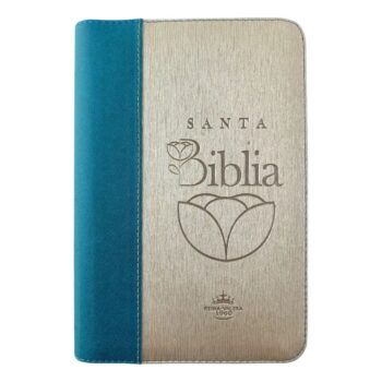 Biblia Reina Valera 1960, Letra Grande, Símil Piel, Índice, Cierre, Beige-Verde Aguamarina