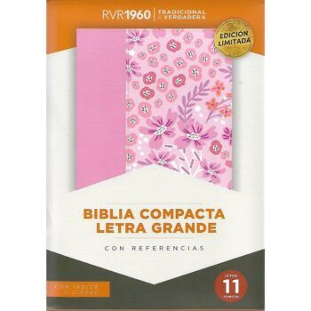 Biblia Reina Valera 1960, Letra Grande, Símil Piel, Índice, Cierre, Rosado Flores