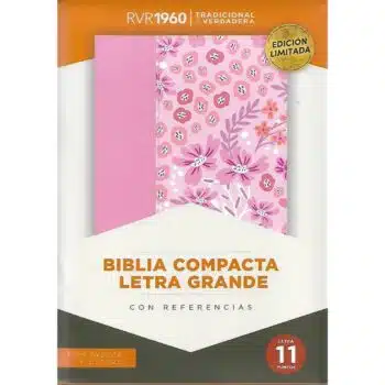 Inicio Biblia Reina Valera 1960, Letra Grande, Símil Piel, Índice, Cierre, Rosado Flores