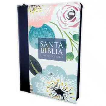 Inicio Biblia Reina Valera 1960, Letra Super Gigante, Símil Piel, Índice, Cierre, Azul Floral