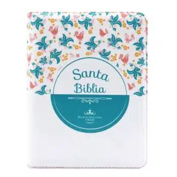 Inicio Biblia Reina Valera 1960, Tamaño Manual, Símil Piel, Cierre, Flores, Blanco