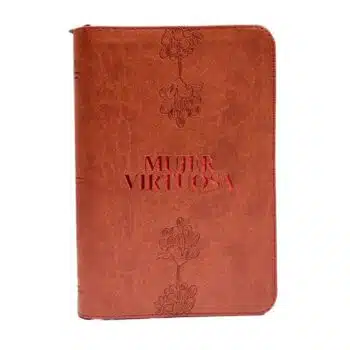 Inicio Biblia Mujer Virtuosa, Reina Valera 1960, Letra Grande, Símil Piel, Cierre, Naranja, Canto Plateado