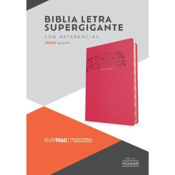 Biblia Reina Valera 1960, Letra Super Gigante, Símil Piel, Índice, Fucsia, Floral