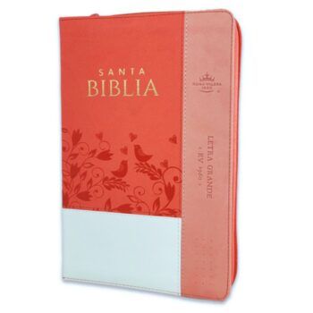 Biblia Reina Valera 1960, Letra Grande, Símil Piel, Índice, Cierre, Coral, Blanco