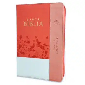 Inicio Biblia Reina Valera 1960, Letra Grande, Símil Piel, Índice, Cierre, Coral, Blanco