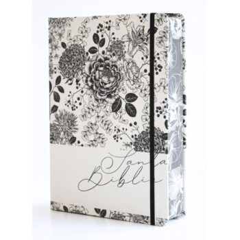 Alternative view of Biblia de Apuntes, Reina Valera 1960, Tapa Dura, Blanco y Negro con flores