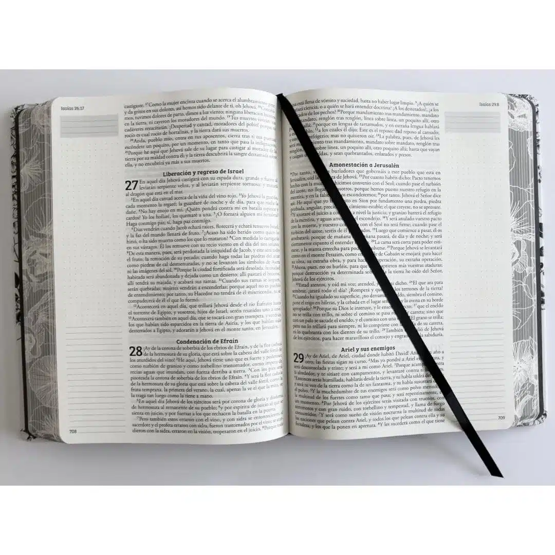 Biblia de Apuntes, Reina Valera 1960, Tapa Dura, Blanco y Negro con flores 9798890982292 Biblia de Apuntes, Reina Valera 1960, Tapa Dura, Blanco y Negro con flores - Imagen 4