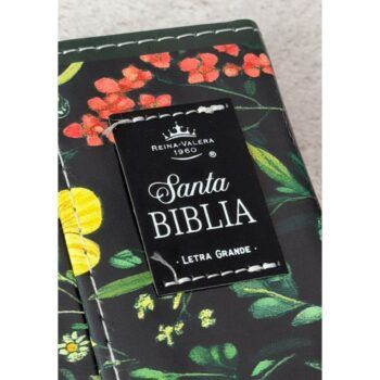 Alternative view of Biblia Reina Valera 1960, Tamaño Manual, con Imán y Manija, Símil Piel, Negro, Flores