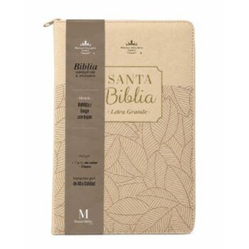 Biblia para Premios y Regalos, Reina Valera 1960, Letra Grande, Símil Piel, Cierre, Beige
