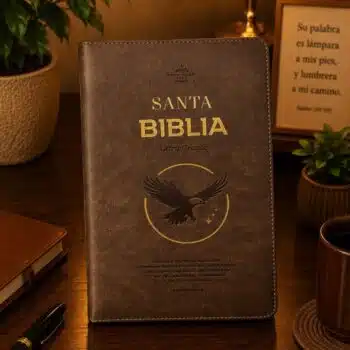 Inicio Biblia para Premios y Regalos, Reina Valera 1960, Letra Grande, Símil Piel, Cierre, Águila, Café