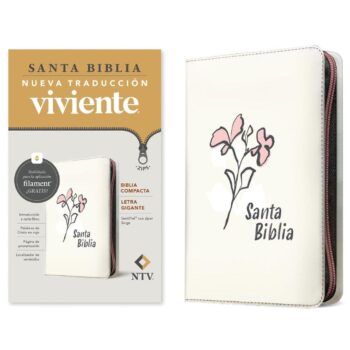 Biblia NTV, Tamaño Compacto, Letra Gigante, Símil Piel, Cierre, Blanco