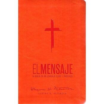 Biblia El Mensaje, Tamaño Manual, Símil Piel, Naranja