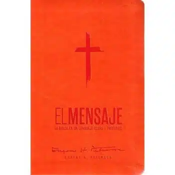 Inicio Biblia El Mensaje, Tamaño Manual, Símil Piel, Naranja